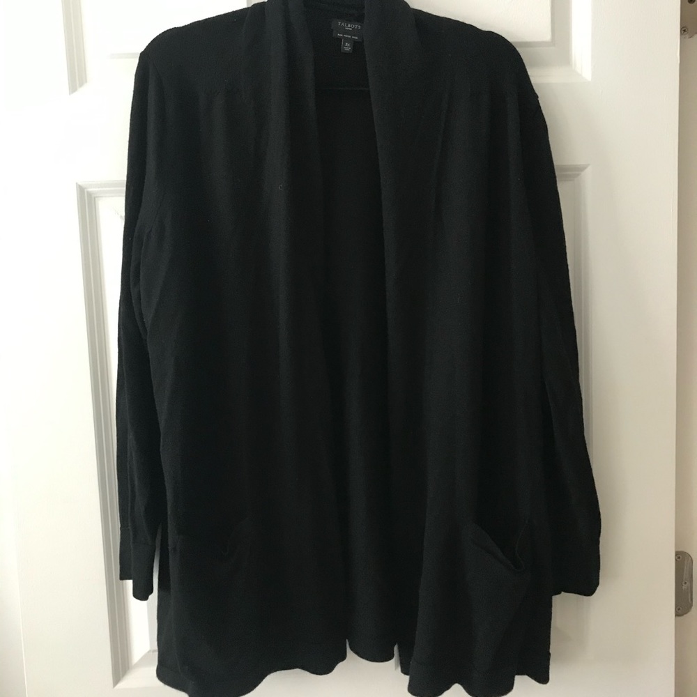 Talbots black merino wool cardigan 3X